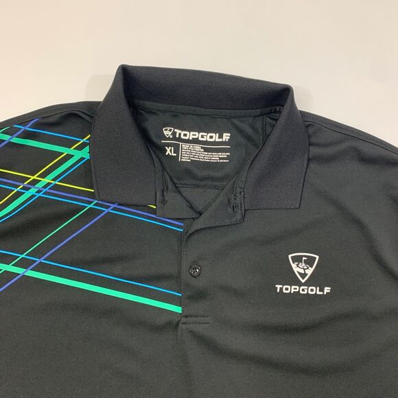 TopGolf Polo Shirt Mens XL Extra Large Black Moisture Wick Collared Short Sleeve - Picture 3 of 10